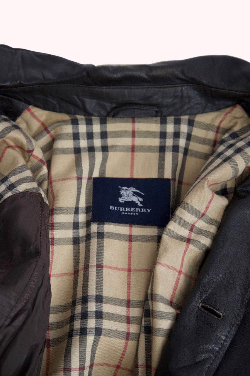 Burberry Nova Lined Brown Leather Trench Coat