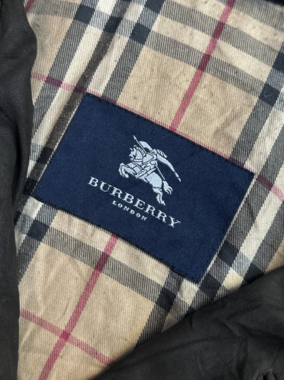 Burberry Olive Velour Button Down Bomber Jacket