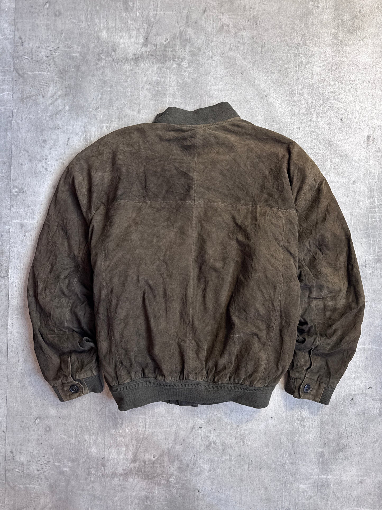 Burberry Olive Velour Button Down Bomber Jacket