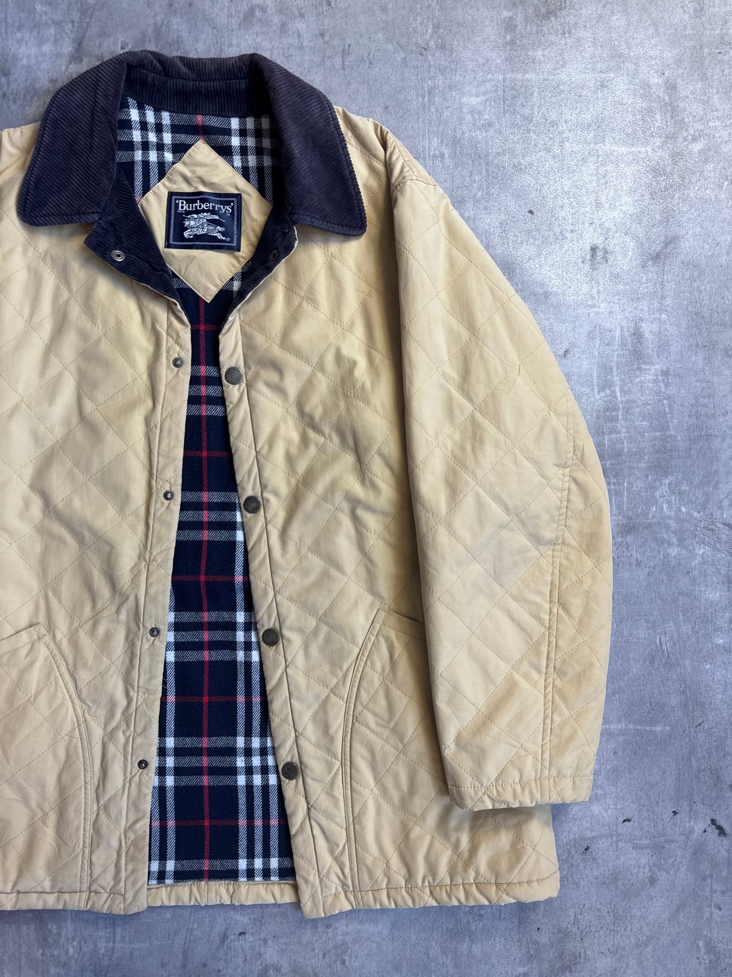 Burberry Pale Yellow Quilted Nova Lined Coat