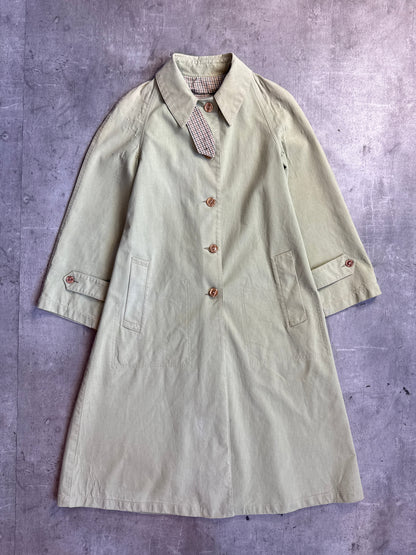 80s Christian Dior Pale Green Herringbone Lined Coat
