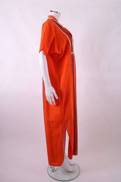 Tory Burch S/S Stripe/ Rope Detail Kaftan Orange XL | O/S, Orange