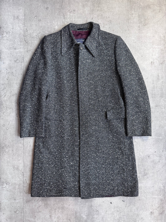 Burberry Grey Wool Polka Pattern Overcoat