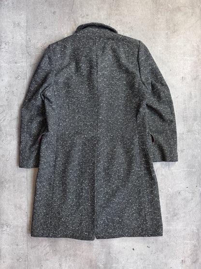 Burberry Grey Wool Polka Pattern Overcoat