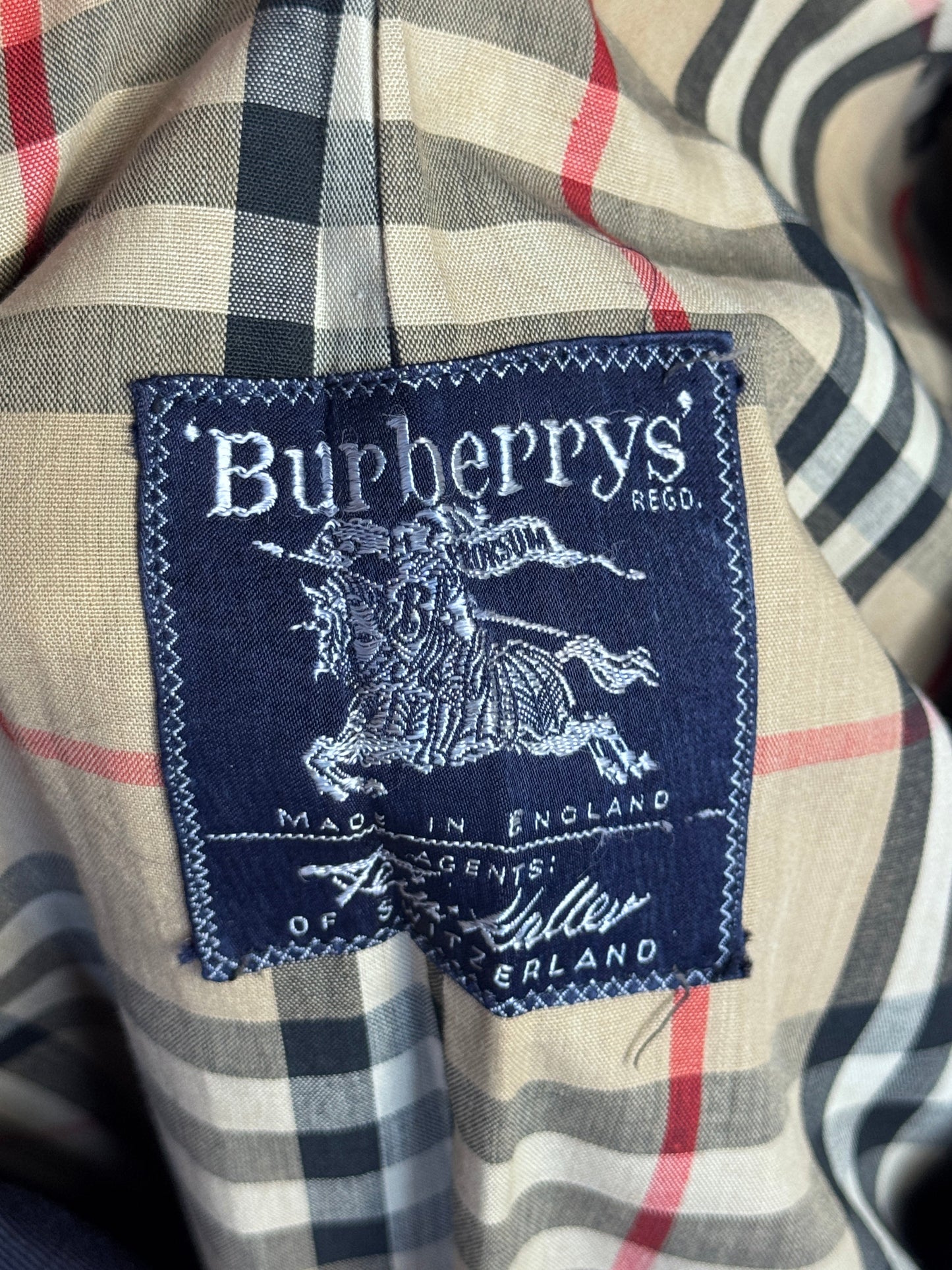 Burberry Navy Nova Check Lined Classic Overcoat