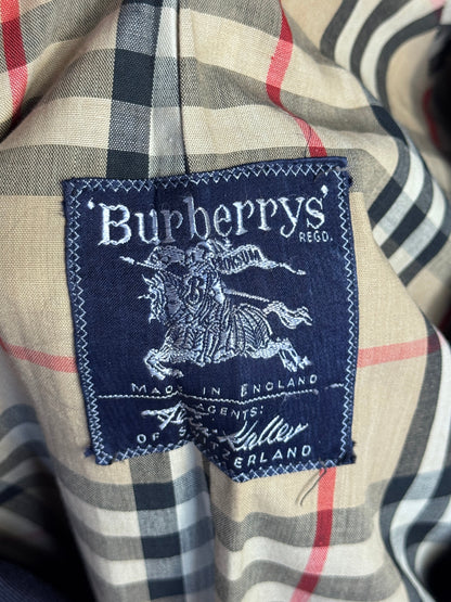 Burberry Navy Nova Check Lined Classic Overcoat