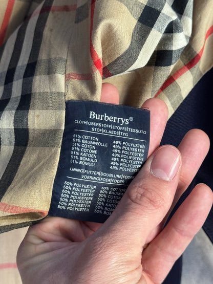 Burberry Navy Nova Check Lined Classic Overcoat