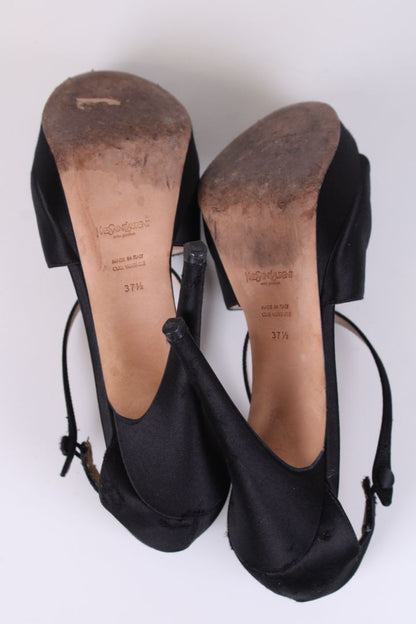 YSL Button Heels Black 37.5 | UK 4.5, Black