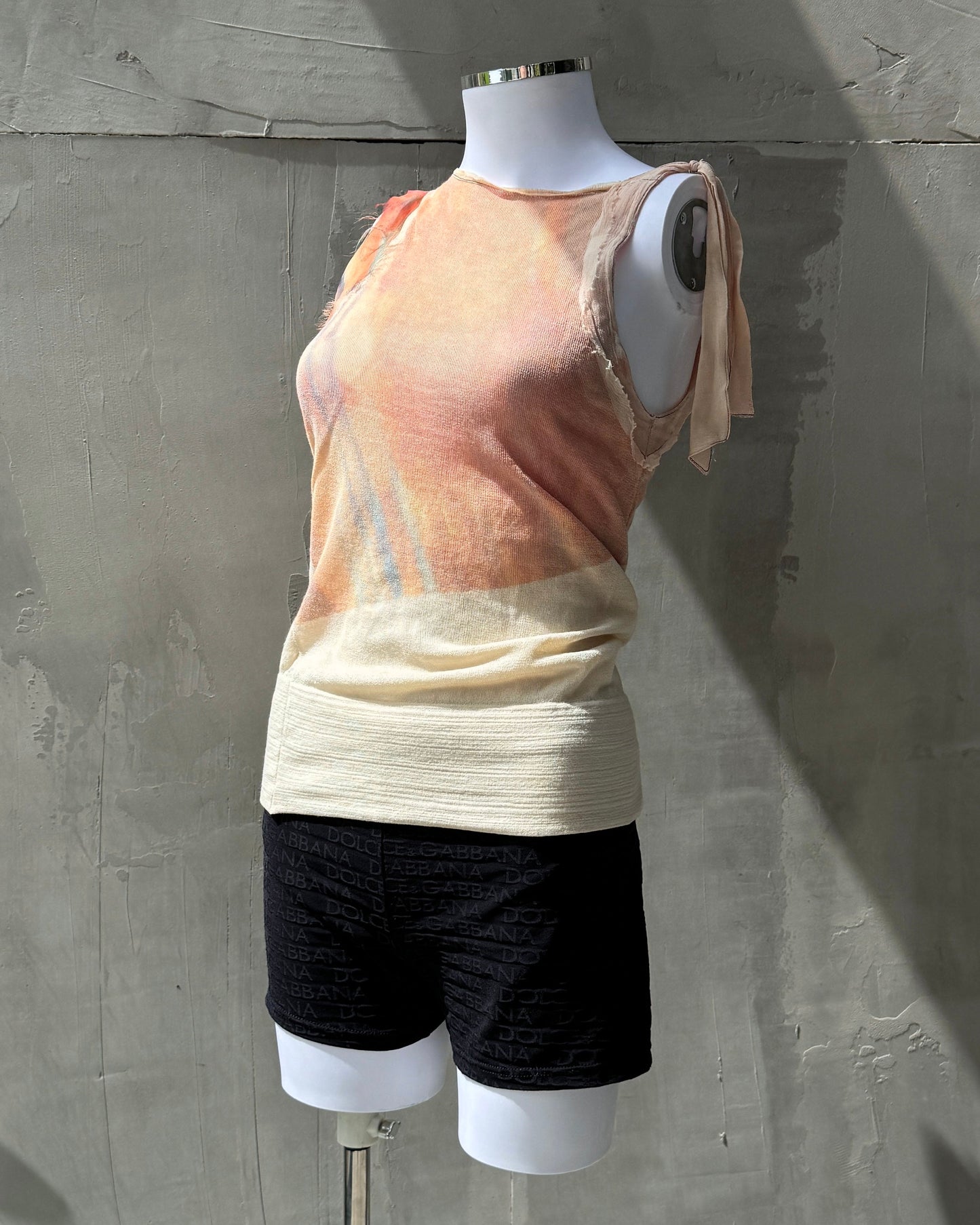 JUST CAVALLI MESH GRADIENT VEST TOP - S | Small, Cream