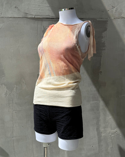 JUST CAVALLI MESH GRADIENT VEST TOP - S | Small, Cream