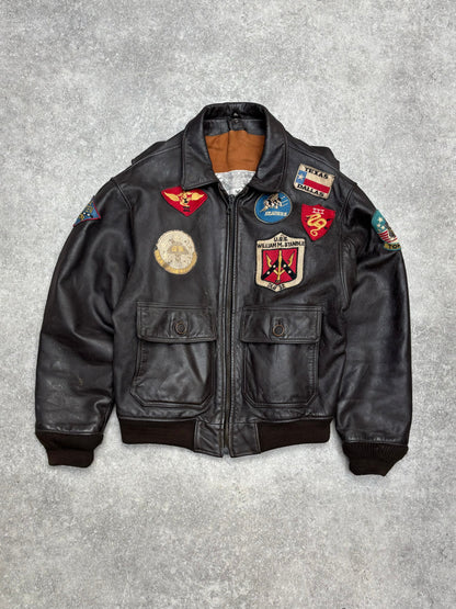 U.S NYC Force Badges Embroidered Leather Jacket