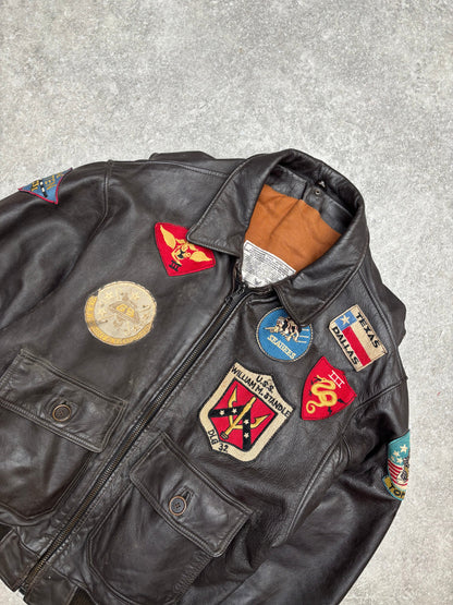 U.S NYC Force Badges Embroidered Leather Jacket