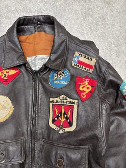 U.S NYC Force Badges Embroidered Leather Jacket