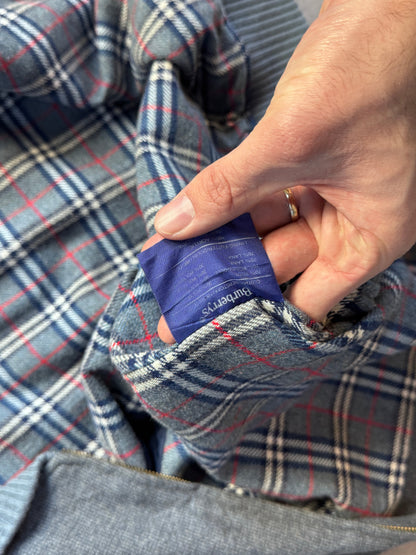 Burberry Blue Grey Herringbone Wool Jacket