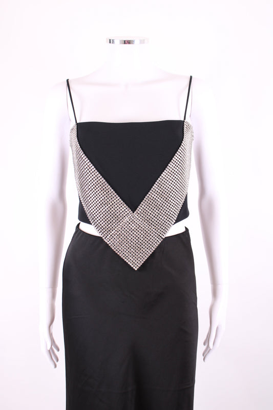 Black David Koma Crystal Embellished Top, 12 | Default Title, Black