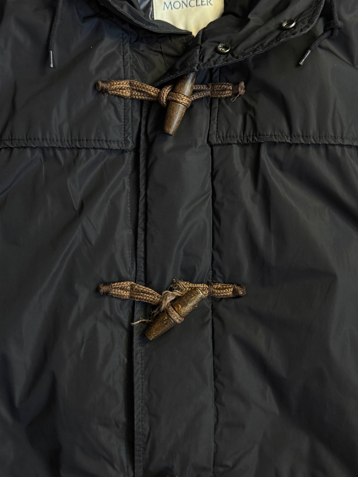 Moncler Black Hook Fastening Puffer Coat