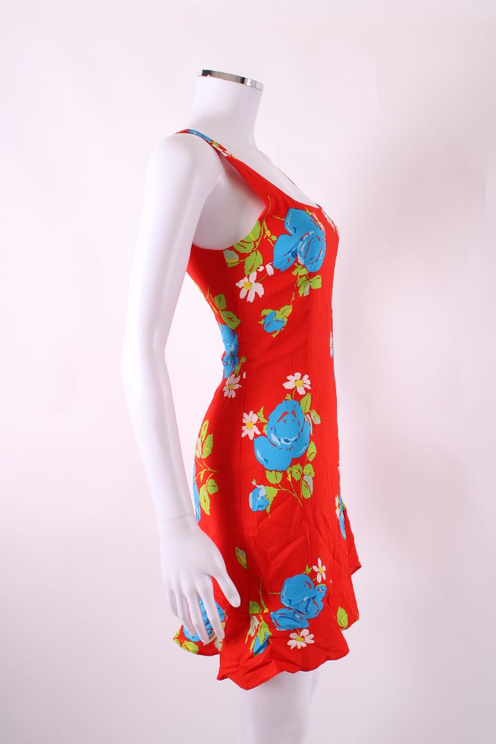 DE LA VALI Floral Strappy Mini Dress Red 6 | O/S, Red