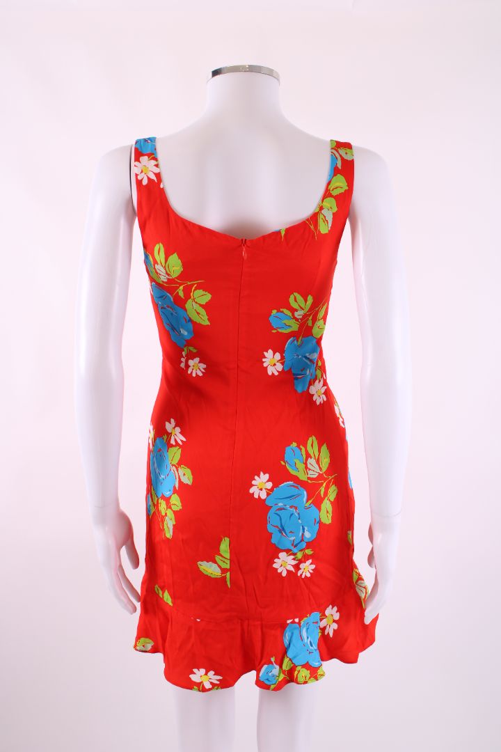 DE LA VALI Floral Strappy Mini Dress Red 6 | O/S, Red