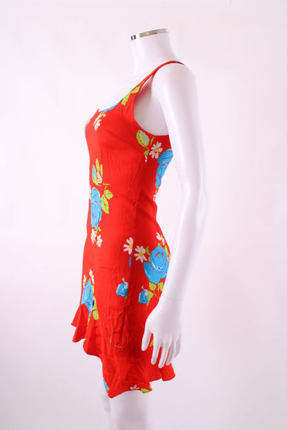 DE LA VALI Floral Strappy Mini Dress Red 6 | O/S, Red