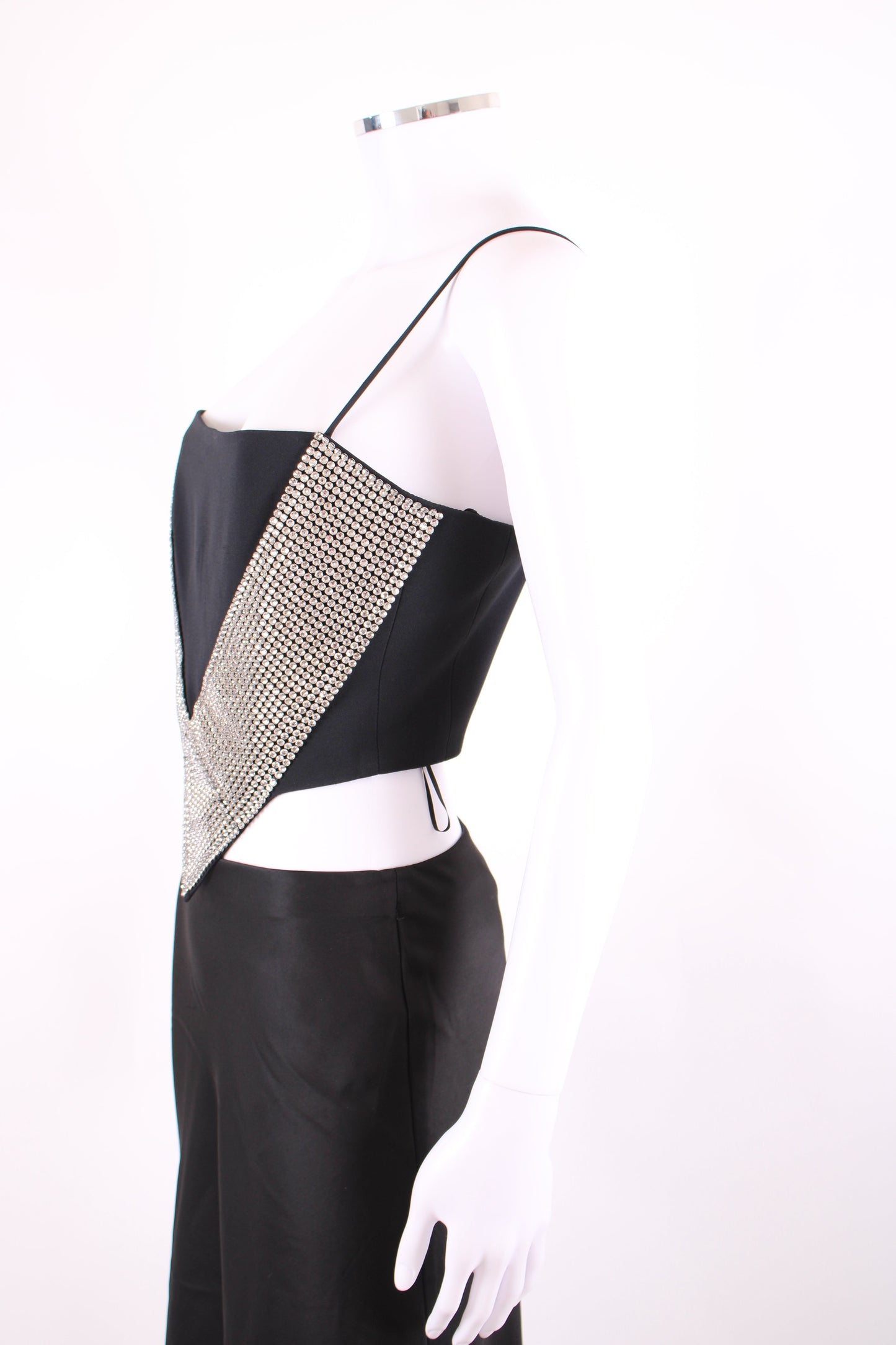 Black David Koma Crystal Embellished Top, 12 | Default Title, Black