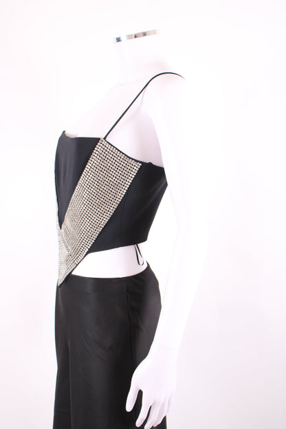 Black David Koma Crystal Embellished Top, 12 | Default Title, Black