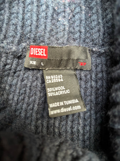 Diesel Asymmatric Cut-out Detail Turtleneck Chunky Knit Sewater