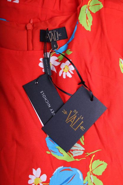 DE LA VALI Floral Strappy Mini Dress Red 6 | O/S, Red