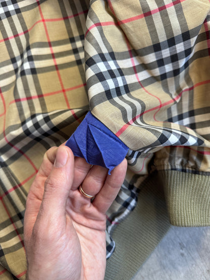 Burberry Beige Cotton Roll Collar Bomber Jacket