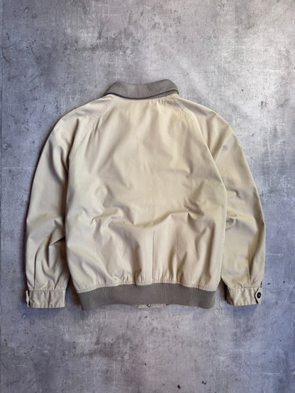 Burberry Beige Cotton Roll Collar Bomber Jacket