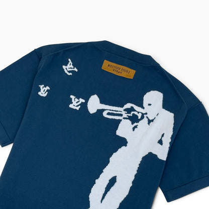 LOUIS VUITTON JAZZ TRUMPETER KNIT TOP BLUE M | Medium, Blue