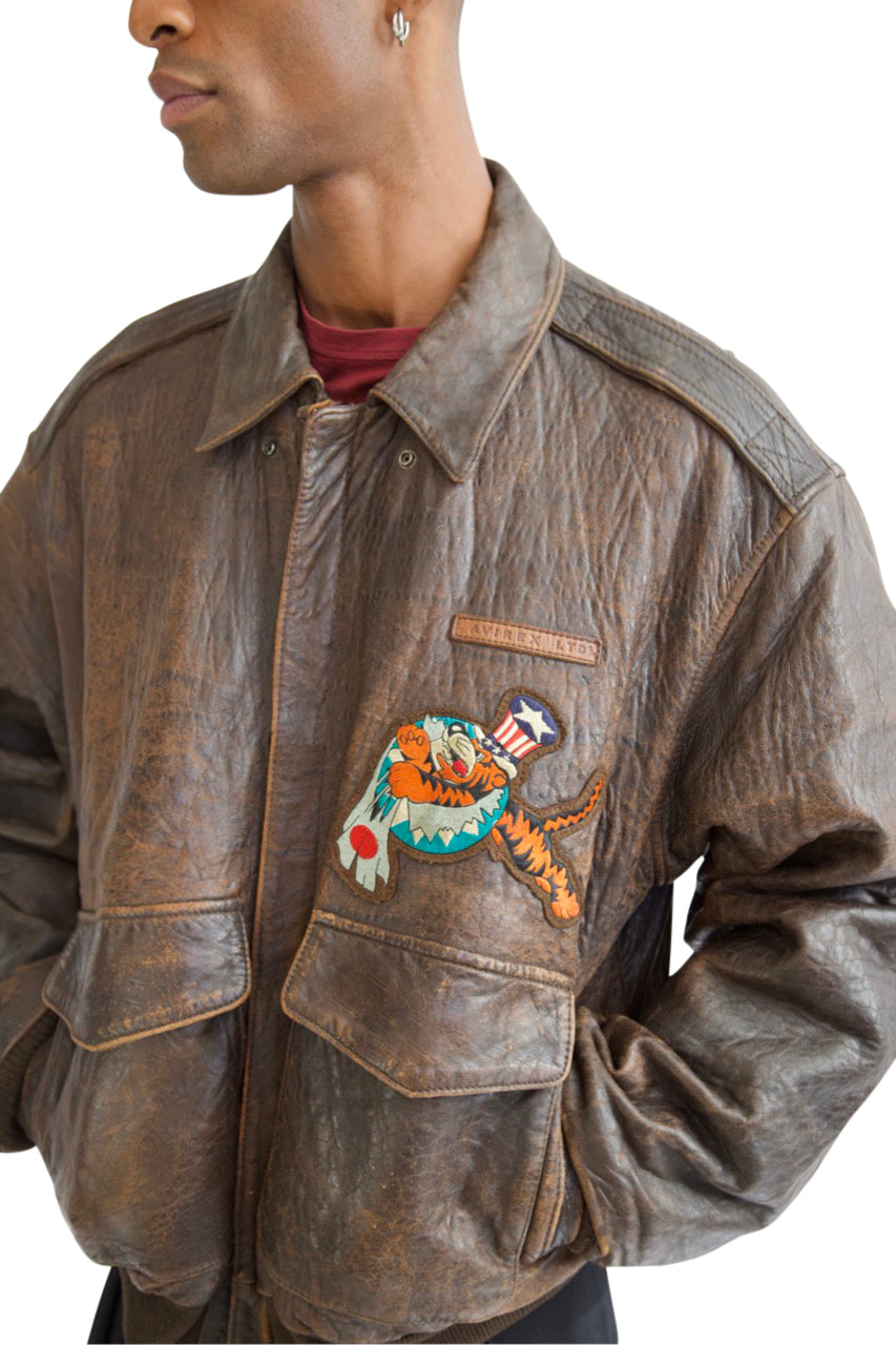 Avirex A-2 'China Doll' Distressed Leather Jacket