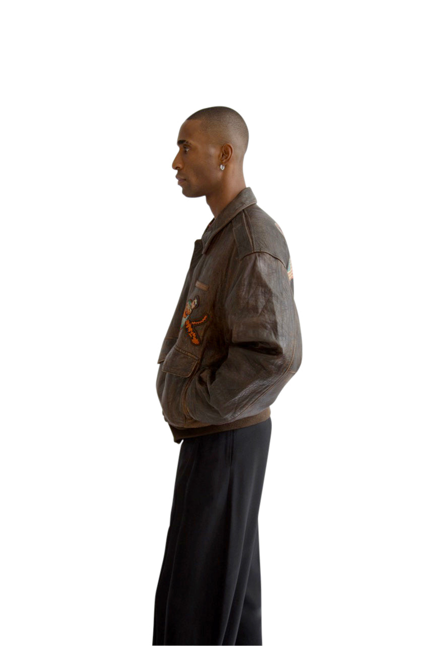 Avirex A-2 'China Doll' Distressed Leather Jacket