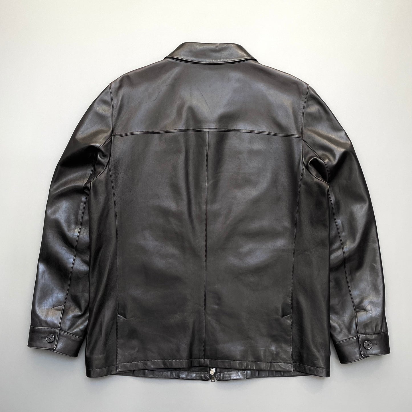 Prada Black 2008 Leather Zip-Through Jacket | X-Large, Black