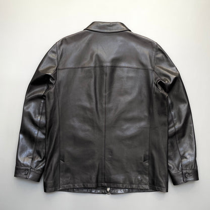 Prada Black 2008 Leather Zip-Through Jacket | X-Large, Black