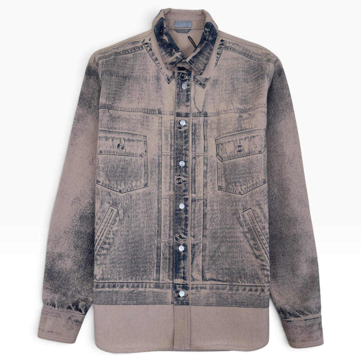 DIOR ACID WASH LOGO PRINTED OVERSHIRT BEIGE 40 / M | Medium, Beige