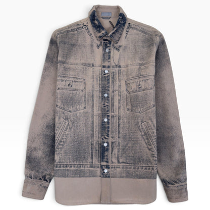 DIOR ACID WASH LOGO PRINTED OVERSHIRT BEIGE 40 / M | Medium, Beige