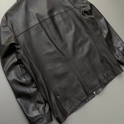 Prada Black 2008 Leather Zip-Through Jacket | X-Large, Black