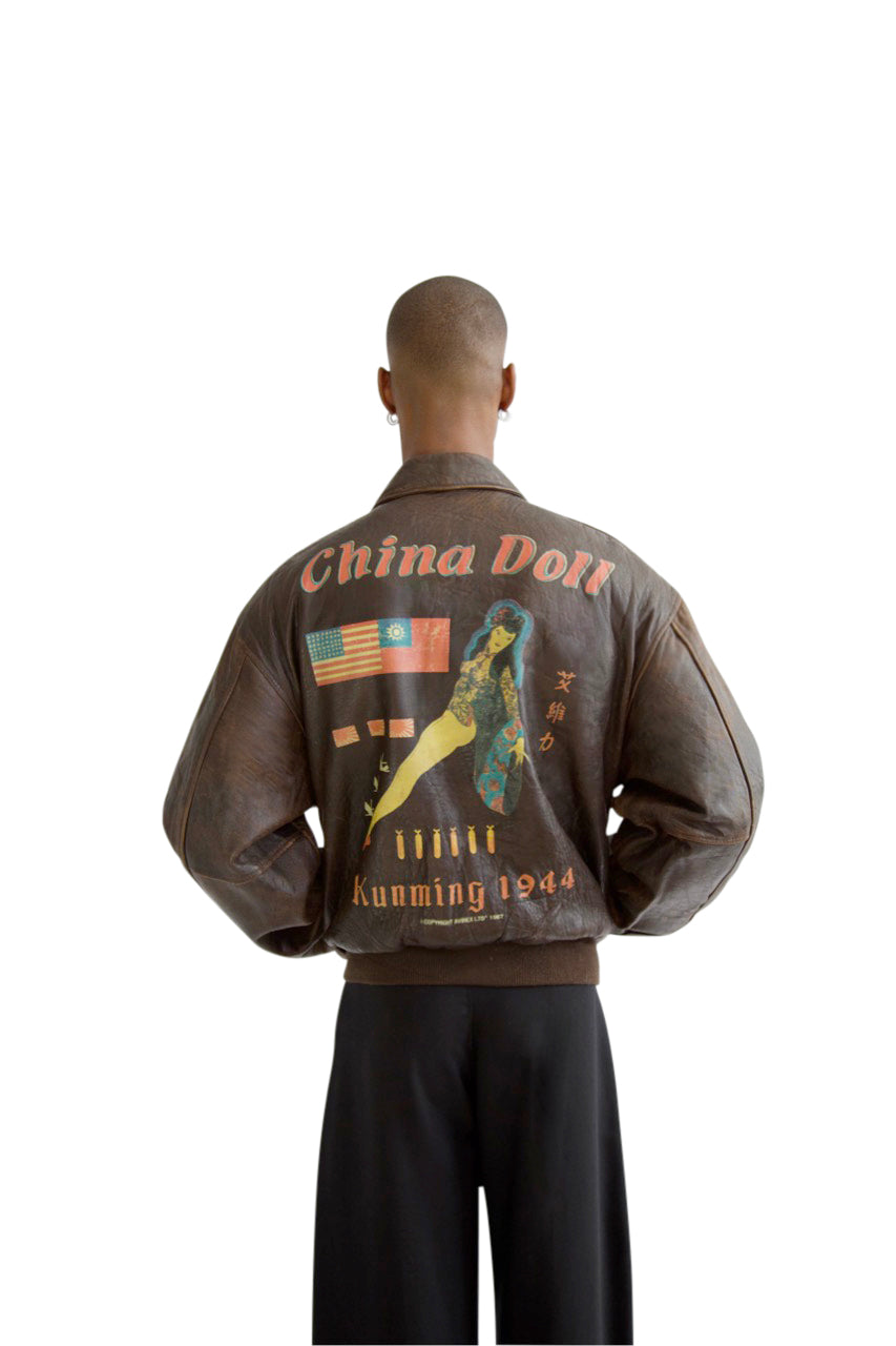 Avirex A-2 'China Doll' Distressed Leather Jacket
