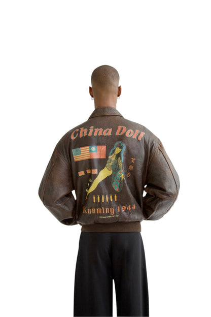 Avirex A-2 'China Doll' Distressed Leather Jacket