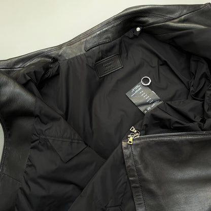 Prada Black 2008 Leather Zip-Through Jacket | X-Large, Black