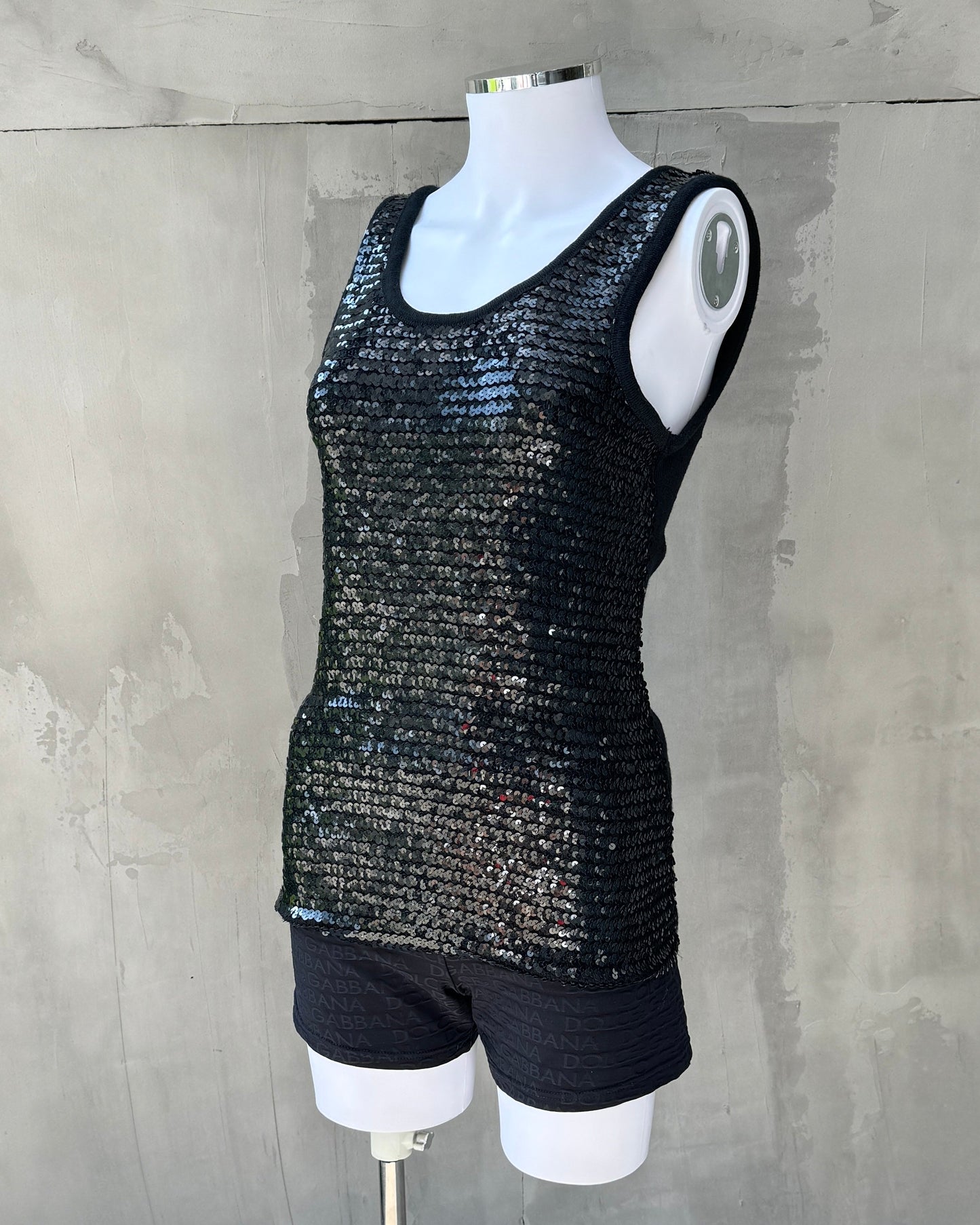 YVES SAINT LAURENT 90'S VARIATION SEQUIN VEST TOP - L