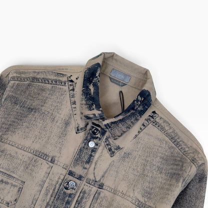 DIOR ACID WASH LOGO PRINTED OVERSHIRT BEIGE 40 / M | Medium, Beige