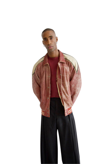 Vintage Chicago Buster Distressed Leather Varsity Jacket