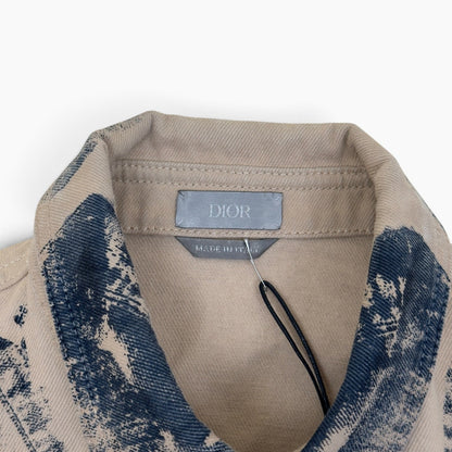DIOR ACID WASH LOGO PRINTED OVERSHIRT BEIGE 40 / M | Medium, Beige