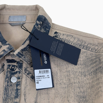 DIOR ACID WASH LOGO PRINTED OVERSHIRT BEIGE 40 / M | Medium, Beige