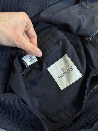 Moncler Navy Nylon Cuffed Bomber Jacket