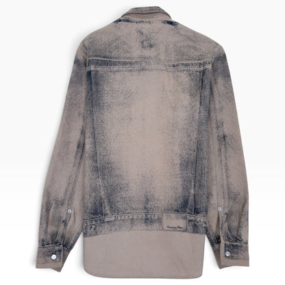 DIOR ACID WASH LOGO PRINTED OVERSHIRT BEIGE 40 / M | Medium, Beige