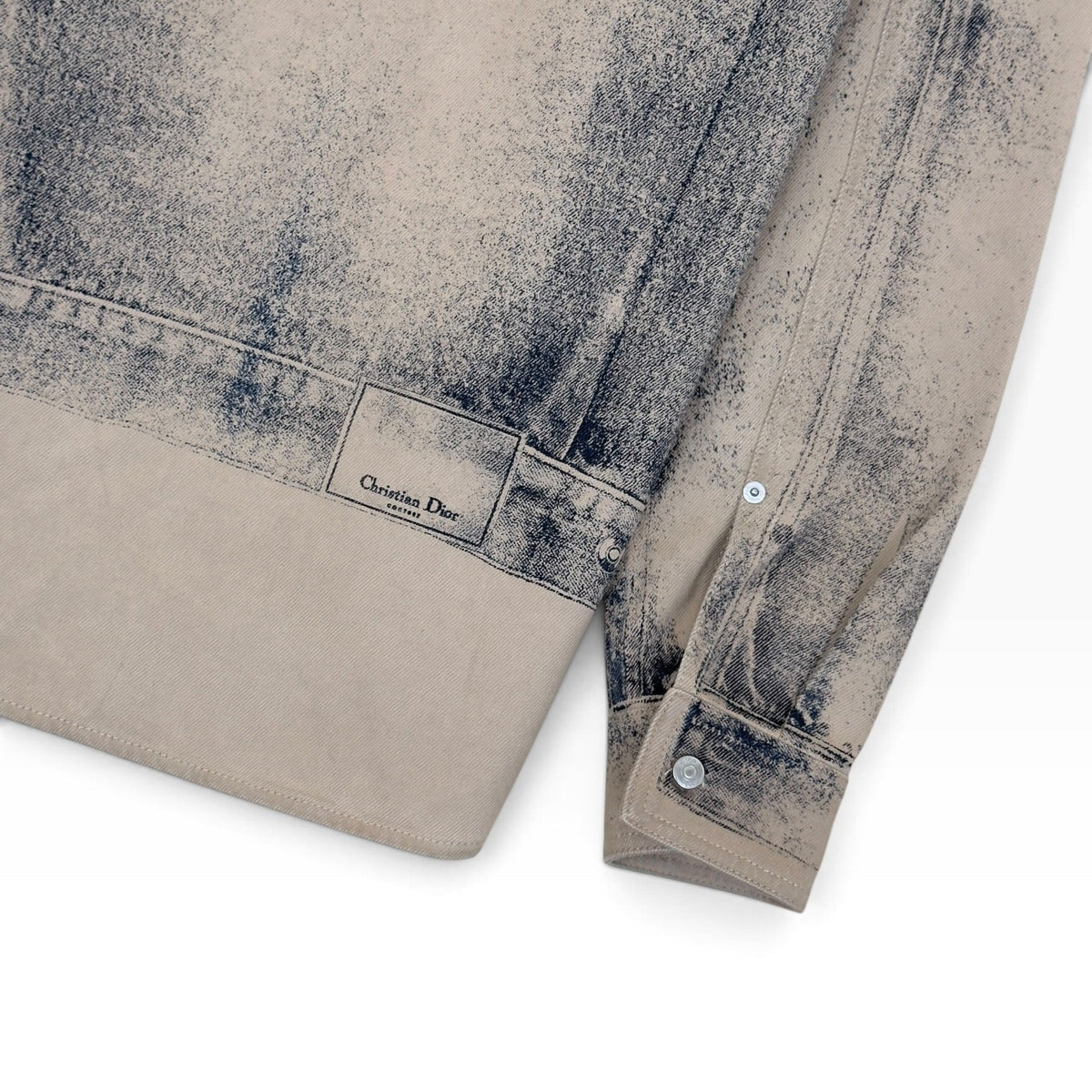 DIOR ACID WASH LOGO PRINTED OVERSHIRT BEIGE 40 / M | Medium, Beige
