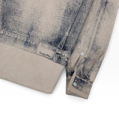 DIOR ACID WASH LOGO PRINTED OVERSHIRT BEIGE 40 / M | Medium, Beige