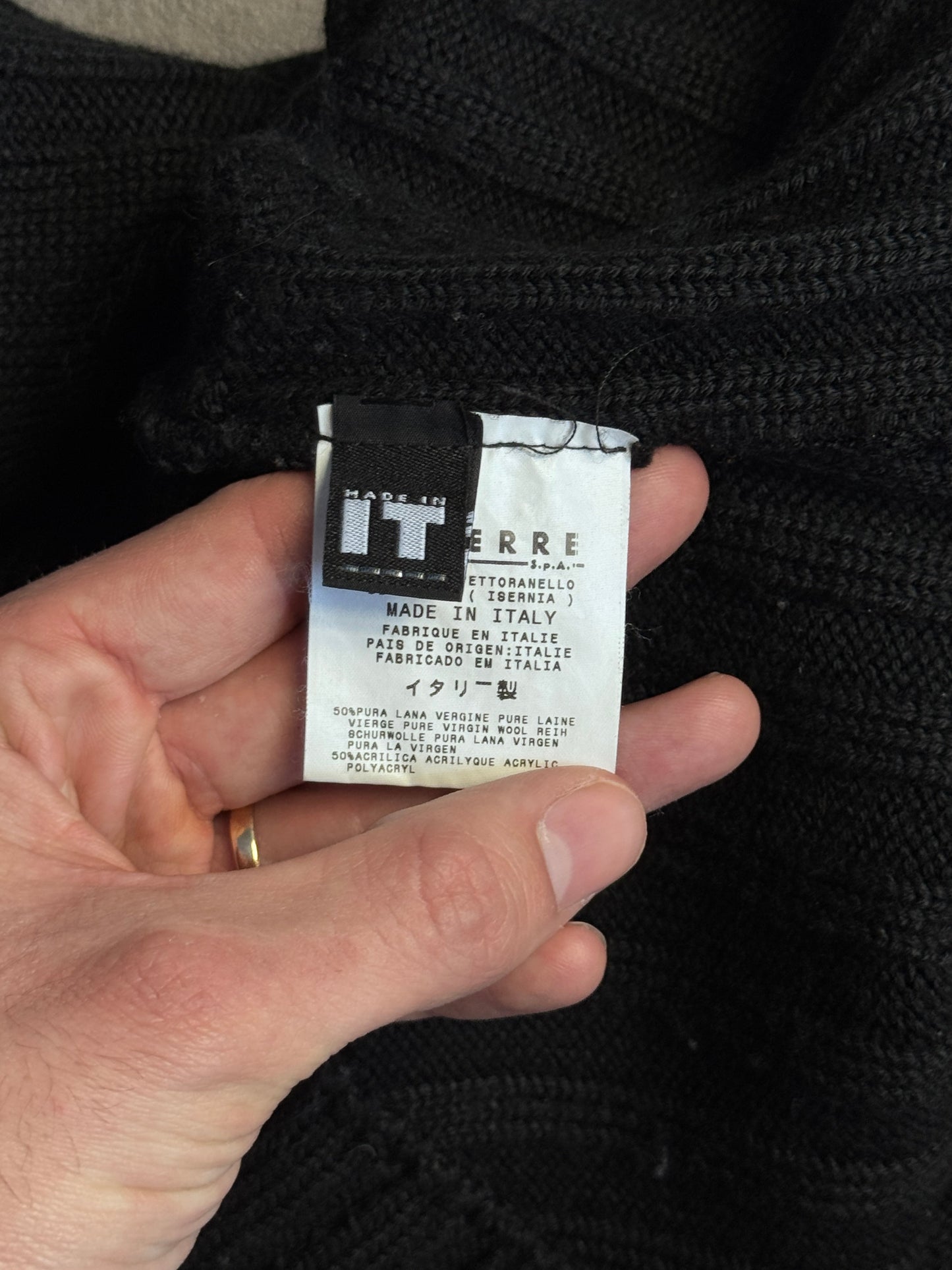 Versace Black Diagonal Stripe Mockneck Knit Sweater